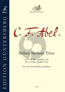 Abel 7 Berliner Trios Vol. 2 No. 3 - 4 2 Flutes and Bc (Score/Parts) (edited by Leonore and Günter von Zadow)