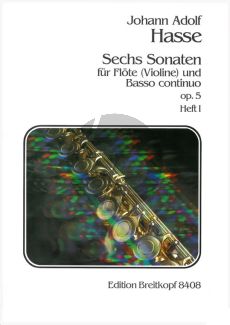Hasse 6 Sonatas Op.5 Vol.1 Flute[Violin] and Bc (Urtext edited by Gerhard Braun)