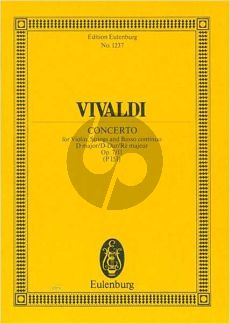 Vivaldi Concerto D-Dur Op. 7 No.11 Grosso Mogul RV 208 / PV 151 Violin-Strings-Bc Study Score