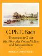 Bach Triosonate G-dur Wq 152 (Flote[Oboe//Violine]]-Violine und Bc (Partitur/Stimmen) (Herausgegeben von Manfredo Zimmermann)