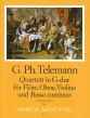 Telemann Quartett G-dur TWV 43:G2 (Tafelmusik I) Flote-Oboe-Violine-Bc (Part./Stimmen) (Bernhard Pauler und Christine Gevert)