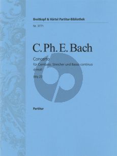 Bach Konzert d-moll WQ 23 Cembalo-Streicher-Bc Partitur (Gertrud Wertheim)