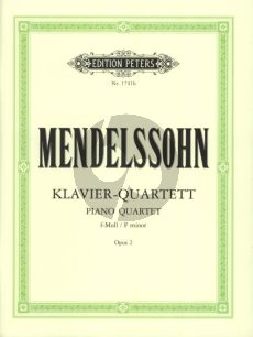 Mendelssohn Quartett No. 2 f-moll Op. 2 Violine-Viola-Violoncello und Klavier (Part./Stimmen) (Hermann)