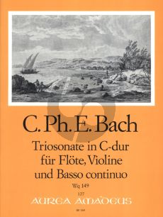 Bach Triosonate C-dur Wq 149 Flöte[Oboe/Violine]-Violine-Bc (Part./Stimmen) (Herausgegeben von Manfredo Zimmermann)