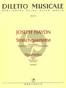 Haydn Streichquartett A-dur Opus 20 No. 6 Hob. III:36 Stimmen (Barrett-Ayres und Robbins Landon)