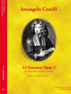 Corelli 12 Sonaten Op.5 Vol.2 (No.3-4 C-Dur/F-dur) fur Altblockflote und Bc (Herausgegeben von Martin Nitz)