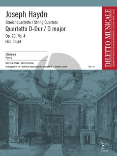 Haydn Streichquartett D-dur Opus 20 No. 4 Hob. III:34 Stimmen (Barrett-Ayres und Robbins Landon)