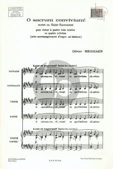 Messiaen O Sacrum Convivium SATB