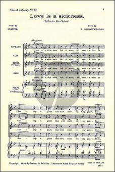 Vaughan Williams Love is a sickness SATB (with Piano for practice only)