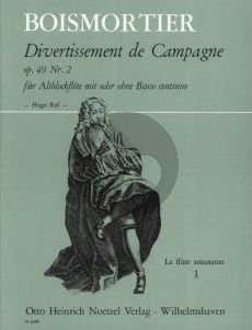 Boismortier Divertissement de Campagne Op. 49 No.2 Treble Recorder (with or without Bass) (edited by Hugo Ruf)