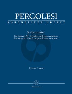 Pergolesi Stabat Mater Sopr.-Alto Voice-Strings-Bc Full Score (Latin - edited by Malcolm Bruno) (Barenreiter)