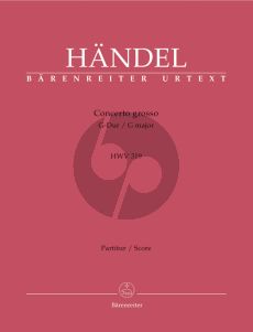 Handel Concerto grosso G-Dur op. 6 No.1 HWV 319 Vi.-Vc.-Orchester Partitur (ed. Hoffmann-Redlich) (Barenreiter-Urtext)