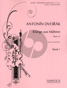 Dvorak Strains of Moravia (Klange aus Mahren) Op.32 Vol.1 for 2 voices-piano (Deutsch/Englisch/Tsjechisch)