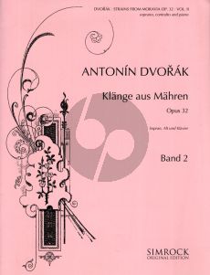 Dvorak Strains of Moravia (Klange aus Mahren) Op.32 Vol.2 for 2 Voices-Piano (Deutsch/Englisch/Tsjechisch)