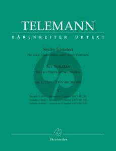 Telemann 6 Sonaten Op. 2 Vol. 1 1727 TWV 40:101 - 103 2 Flöten (2 Vi.) (Günter Hausswald) (Barenreiter Urtext)