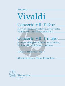 Vivaldi Concerto IX F-major (from L'estro armonico Op.3) (4 Vi.[obl.]- 2 Va.-Vc.-Bc) (Score/Parts) (edited by Walter Upmeyer)