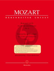 Mozart Concerto D-dur no.2 KV 211 Violin-Orch. (piano red.) (Barenreiter-Urtext)