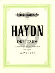 Haydn 3 Trios Hob.IV: Es 1; Es 2; B1 Klar.[Bb]- Vi.-Vc. [Fagott] (Part./Stimmen) (Burmeister)