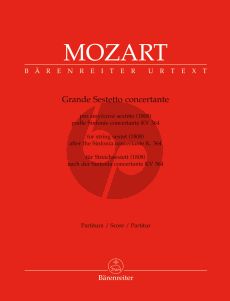 Mozart Grande Sestetto Concertante after Sinfonia Concertante KV 364 (2 Vi.- 2 Va.- 2Vc.[Bass]) (Parts) (Christopher Hogwood)