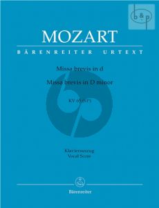 Missa Brevis d-moll KV 65 (61a) (Soli-Choir- Orch.) (Vocal Score)