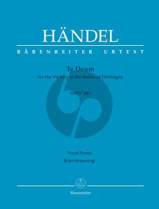 Handel Te Deum for the Victory at the Battle of Dettingen Vocal Score