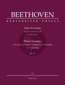 Beethoven 3 Sonatas Op.31 Piano solo (edited by Jonathan Del Mar) (Barenreiter-Urtext)