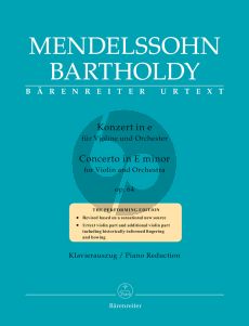 Mendelssohn Concerto e-minor Op.64 Violin and Orchestra Late version (piano red.) (edited by Larry R. Todd and Clive Brown) (Barenreiter-Urtext)