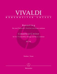 Vivaldi Concerto g-minor RV 531 for 2 Violoncellos, Strings and Basso continuo (Full Score) (edited by Bettina Schwemer)