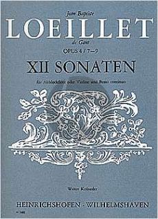 Loeillet Sonaten Op.4 Vol.3 (No.7-9) Altblockflöte[Oboe/Violine]-Bc (Walter Kolneder)