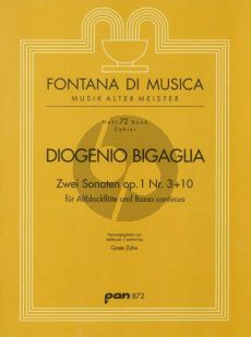 Bigaglia 2 Sonaten Op. 1 No. 3 und 10 für Altblockflöte und Bc. (Grete Zahn)
