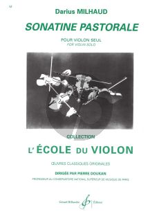 Milhaud Sonatine Pastorale Violon seul