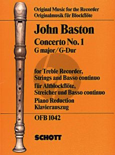 Baston Concerto No.1 G-major Treble Rec.-Strings-Bc) (piano red.)