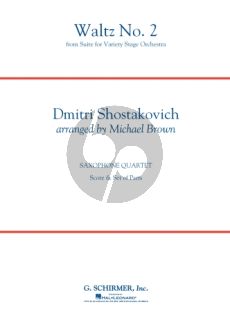 Shostakovich Waltz No. 2 (from Suite for Variety Stage Orchestra) 4 Saxophones (AATB) (Score/Parts) (transcr. Michael Brown)