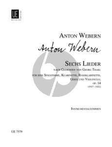 Webern 6 Lieder Op.14 Sopr.-Clar.-Bass Clar.-Vi.-Vc. Parts
