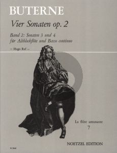 Buterne 4 Sonaten Op. 2 Vol. 2 Altblockflöte und Bc (Hugo Ruf)