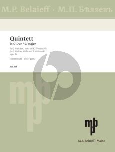 Taneyev Quintett G-dur Opus 14 2 Violinen-Viola-2 Violoncellos Stimmen