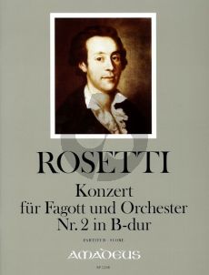 Rosetti Concerto No.2 B-dur (Murray RWV C69) Fagott-Orchester (Partitur) (Johannes Moesus)