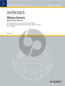 Miskinis Missa Brevis (Missa Sancti Martini) SSAA-Organ (Score)