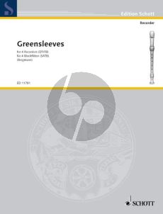 Greensleeves 4 Recorders (SATB) (Score) (edited by Walter Bergmann)