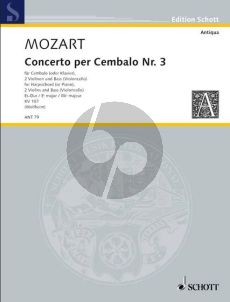 Mozart Konzert Es-dur KV 107 No.3 (nach Klaviersonaten J.Chr.Bach) fur Cembalo, 2 Violinen und Bass[Cello] Partitur und Stimmen (edited by Heinrich Wollheim)