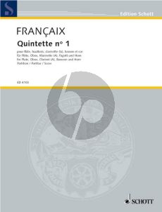Francaix Quintette No.1 Flute-Oboe-Clar. in A-Horn-Bassoon (1948) (Study Score)