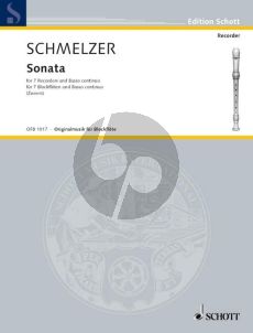 Schmelzer Sonata 7 Recorders (SSAATTB) with Bc.) (Score/Parts) (edited by Paul Zweers)