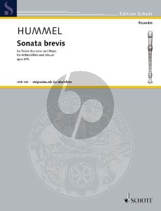Hummel Sonata Brevis Op. 87b Altblockflöte und Klavier (1987)