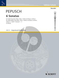 Pepusch 6 Sonaten Vol.1 (Nos.1-3) Treble Rec.[Fl./Ob./Vi.]-Bc (Giesbert)