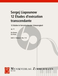 Lyapunov 12 Etuden in fortschreitender Schwierigkeit Op. 11 Vol. 3 No. 7 - 9 Klavier