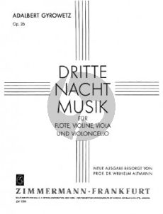 Gyrowetz Dritte Nachtmusik Op. 26 Flote-Violine-Viola und Violoncello (Stimmen)