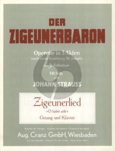 Strauss Zigeunerlied: O habet acht Gesang und Klavier (Der Zigeunerbaron)