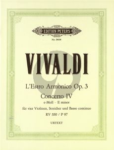 Vivaldi Concerto e-moll Op.3 No.4 RV 550 (P.97) 4 Violinen-Str.-Bc Partitur