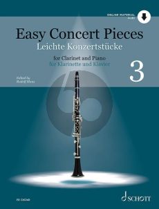 Easy Concert Pieces Vol. 3 Clarinet and Piano (14 Pieces from 4 Centuries) (Bk-Cd) (Rudolf Mauz)