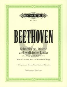 Beethoven Scottish-Irish and Welsh Folk Songs (Selection of Op.108 -WoO 152 - 157) (1 - 3 Voices[STB] and Piano Trio) Vocal Parts (Herausgeber Roland Erben)
